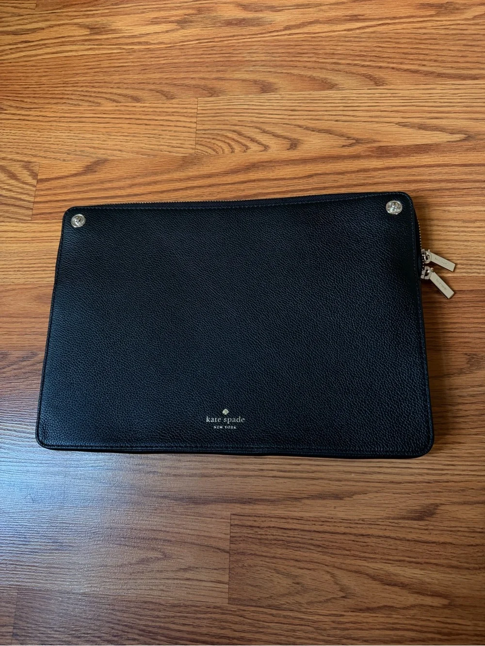 kate spade Black Leather Double-Zip Laptop Bag with Gold Hardware Like New